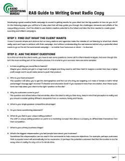 RAB Guide to Writing Great Radio Copy