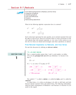 Section A-7 Radicals