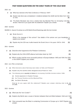 past exam questions on the early years of the cold war