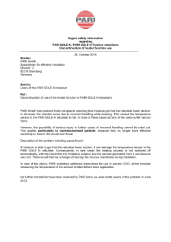 Urgent safety information regarding PARI SOLE N / PARI SOLE N