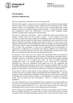 Paul Krugman Ricardo`s difficult idea