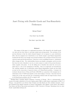 Asset Pricing with Durable Goods and Non