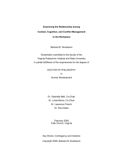 Examining the Relationship among Context, Cognition, and Conflict