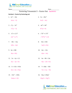 Factoring Trinomials 5 &ndash; Factor Out Answers