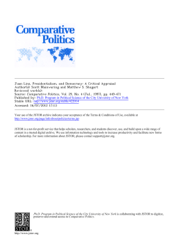 Juan Linz, Presidentialism, and Democracy: A