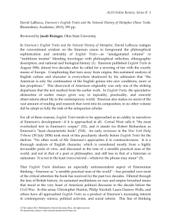 Emerson`s English Traits and the Natural History of Metaphor