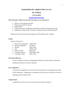 Expectations for Algebra One 2013-2014