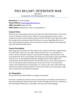 psci 481/687: interstate war