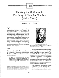 Thinking the Unthinkable: The Story of Complex Numbers (with a