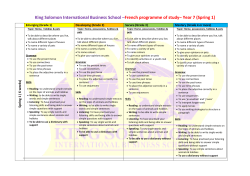 Year 7 French - King Solomon International Business School