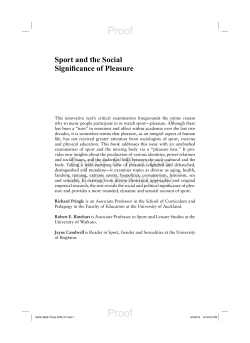 Sport and the Social Significance of Pleasure