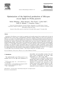 Optimization of the high-level production of Rhizopus oryzae lipase