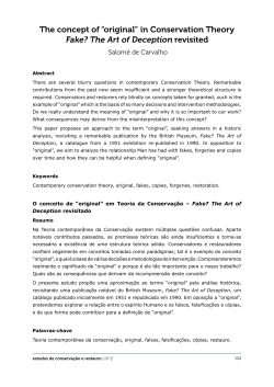 The concept of &ldquo;original&rdquo; in Conservation Theory Fake? The Art of