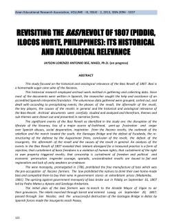 REVISITING THE BASI REVOLT OF 1807 (PIDDIG, ILOCOS NORTE