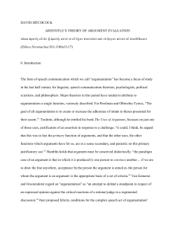 DAVID HITCHCOCK ARISTOTLE`S THEORY OF ARGUMENT