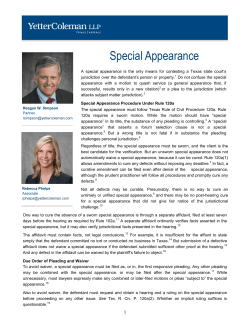 Special Appearance - Yetter Coleman LLP