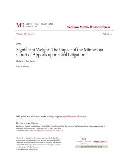 The Impact of the Minnesota Court of Appeals upon Civil Litigation