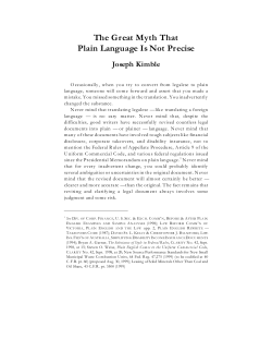 The Great Myth That Plain Language Is Not Precise