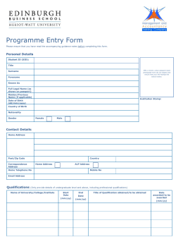 Pro ogram mme E Entry y Form m