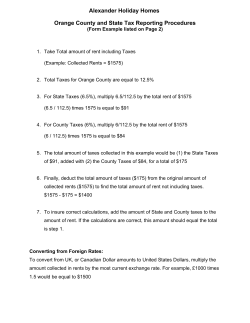 Alexander Holiday Homes Orange County and State Tax Reporting