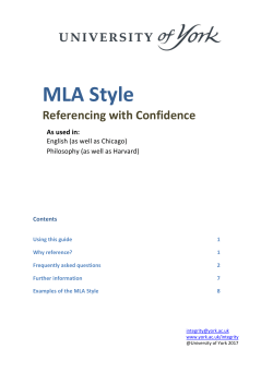 MLA Style - University of York