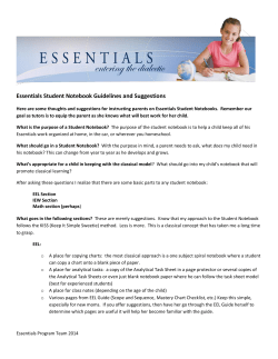 Essentials Student Notebook Guidelines and Suggestions