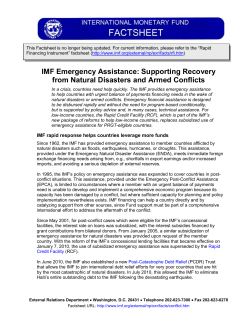 IMF Emergency Assistance: Supporting Recovery from Natural