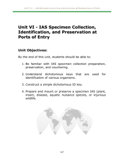 UNIT VI &ndash; IAS Specimen Collection, Identification