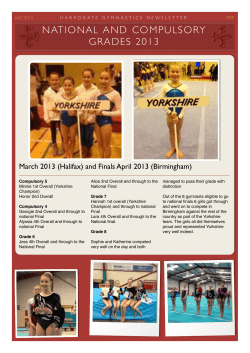 July 2013 Newsletter - Harrogate Gymnastics Club