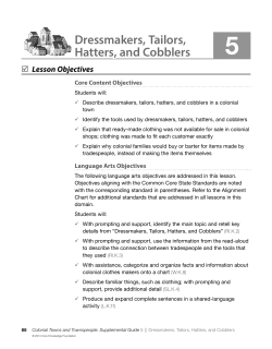 Dressmakers, Tailors, Hatters, and Cobblers