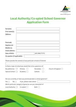 Local Authority/Co-opted School Governor Application Form