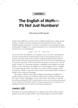 the english of Math&mdash; It`s Not Just Numbers!