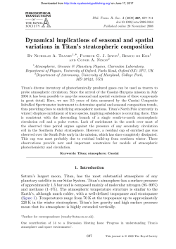 Dynamical implications of seasonal and spatial variations in Titan`s