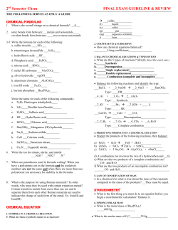 2nd Semester Chem FINAL EXAM GUIDELINE