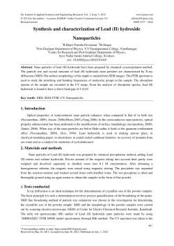 Synthesis and characterization of Lead (II) hydroxide Nanoparticles