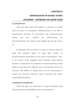 CHAPTER-VI INVESTIGATION ON DOUBLY DOPED (FLUORINE +