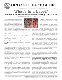 organic fact sheet - Center for Food Safety