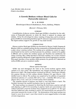 A Growth Medium without Blood Cells for Pasteurella