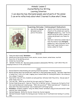 Animals: Lesson 2 Journal/Reflective Writing Learning Intention: I