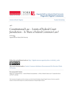 Constitutional Law -- Limits of Federal Court Jurisdiction