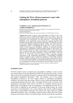Linking the West African monsoon`s onset with atmospheric