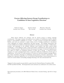 Factors Affecting Interest Group Contributions to Candidates in State