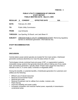 Distributed Generation in Oregon - Oregon Public Utility Commission