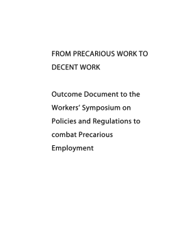 FROM PRECARIOUS WORK TO DECENT WORK Outcome