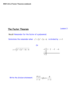 M301.U4.L3 Factor Theorem.notebook