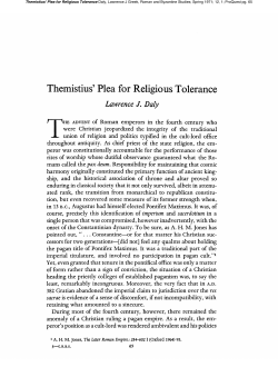 Themistius` Plea for Religious Tolerance