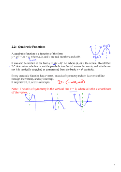 2.2 Quadratic Functions