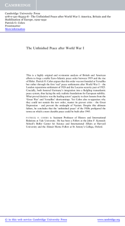 The Unfinished Peace after World War I