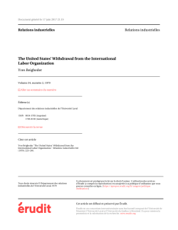 The United States` Withdrawal from the International Labor