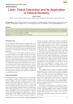 Laser: Tissue Interaction and Its Application in